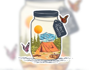 Collect Moments - Mason Jar - Camping - Stickers - Magnets