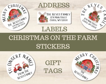 Farm - Customizable - Christmas Stickers - Gift giving - Address labels - Personalized - Happy Holidays