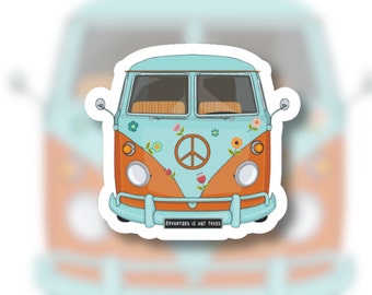 Adventure is out there - old van - flowers - van life - retro - laminate sticker - Magnet