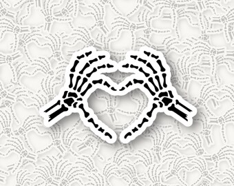 Heart shaped skeleton hands - Valentine's Day - Halloween - Skeleton hands - Sticker - Magnet