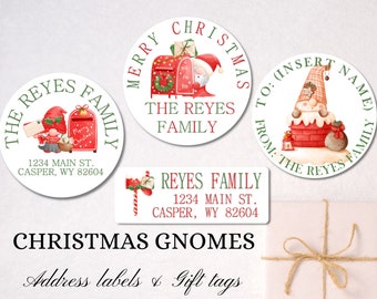 Gnome Christmas stickers - Address labels - gift tags