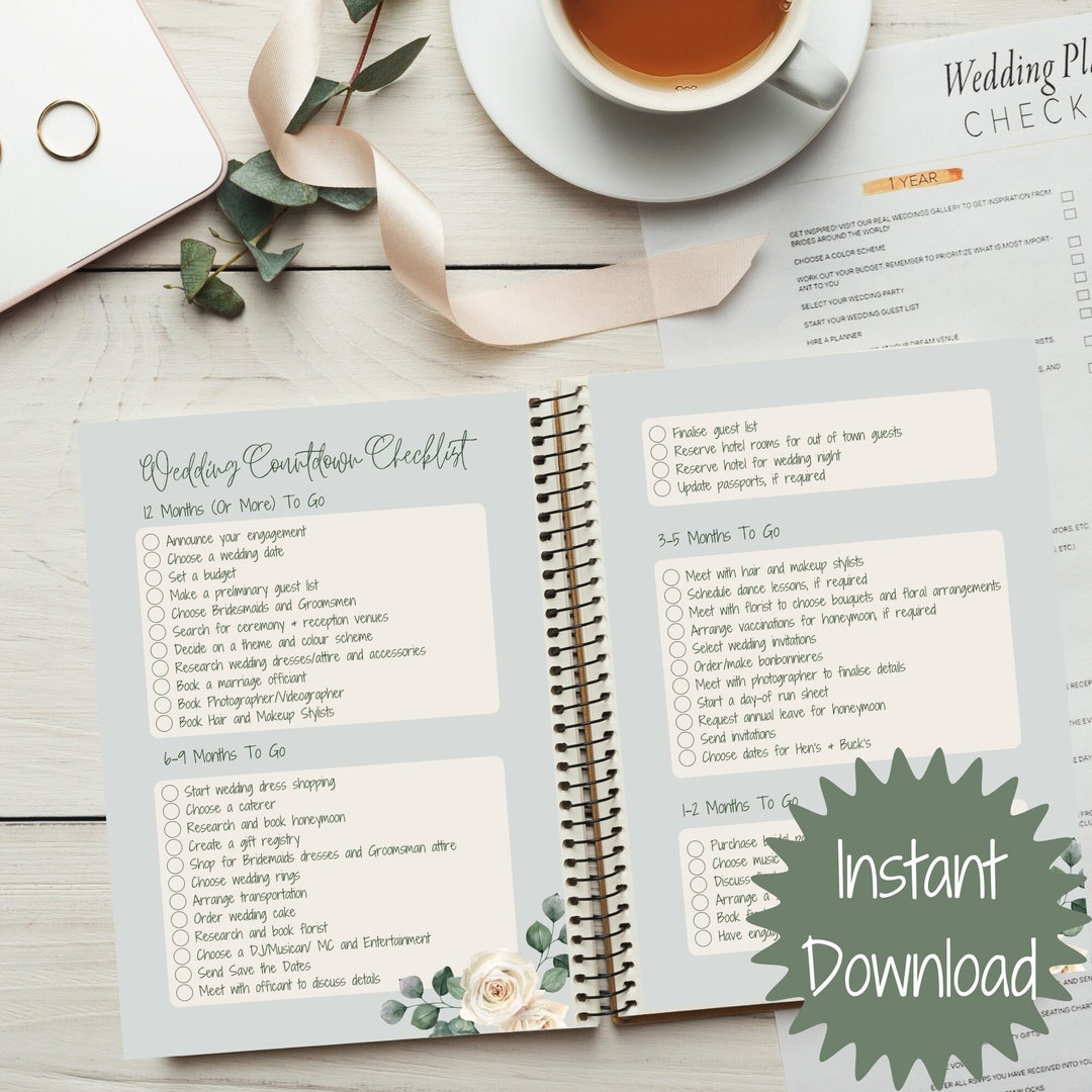 Printable Wedding Countdown Checklist Editable Template - Etsy