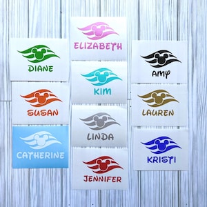 Disney Cruise logo with name decals, vinyl bottle decals