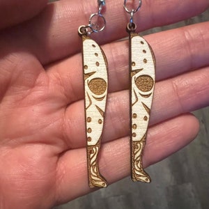 Horror Knife Machete Wood Earrings | Custom Laser Engraved | Scream Ghostface Chucky Halloween Michael Myers Jason Voorhees Friday the 13th