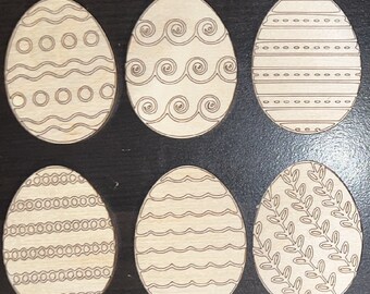 Recortes de madera para huevos de Pascua decorados / Decoración de huevos de Pascua cortados y grabados con láser / Kit de bricolaje de Pascua / Proyectos para colorear sus propios huevos de Pascua para niños