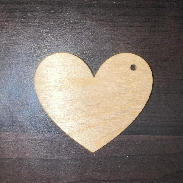 Wood Heart Cutout with One Hole | Wood Heart DIY Projects | Valentines Day Hearts | Laser Cut Wood Confetti | Valentines Party Decor Custom