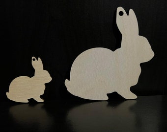 Easter Bunny Rabbit Wood Cutout with Hole Style#2 | Easter Basket Tags | Easter DIY Kit | Assorted Size Rabbit Gift Tags | Bunny Garland