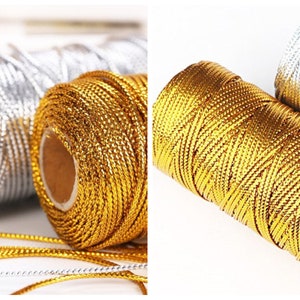 gold or silver colored cord, 2mm sold by the meter
