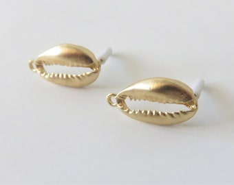 Earrings, earring findings, earring hooks, shell-shaped stud earrings, x2