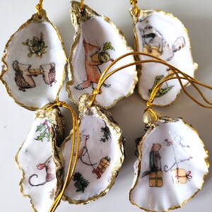 Conchas decoradas, conchas de ostras, animales del bosque intercambiando regalos, varios diseños