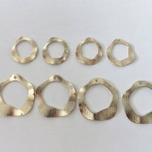 x4 charms, pendant, golden irregular circle hammered look, 2 sizes