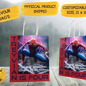 Spiderman Party Favour Bags - Physical Product - FREE PICK UP - Personalised Designs - Birthday, Baby Shower, Baptism, Gifts, Lolly Bags