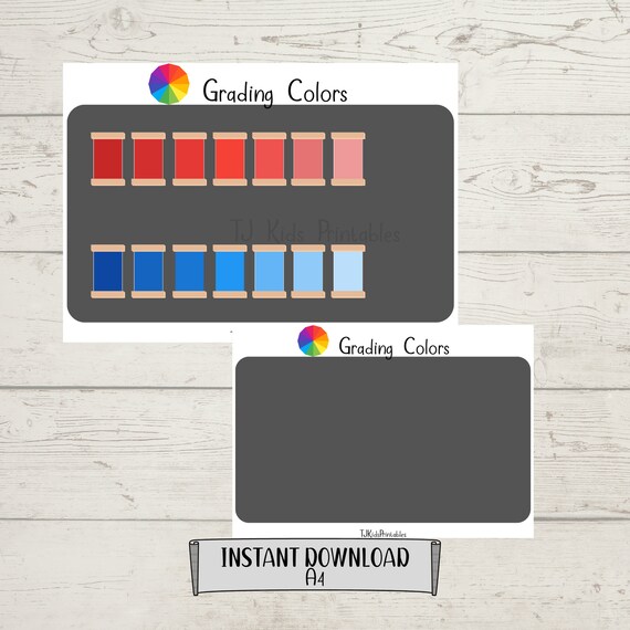 Montessori Color Tablets Printable Color Grading Activity | Etsy