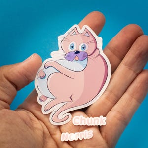 Gros autocollant Norris/chat/autocollant en vinyle chat/autocollant chat mignon/autocollant chat pour ordinateur portable/cadeau pour amoureux des chats/art de chat dessiné à la main/chats