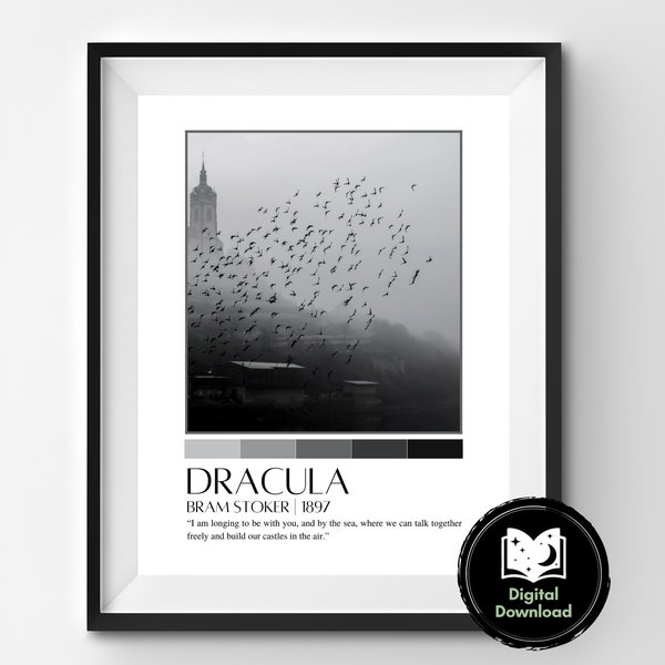 Impression Dracula | Bram Stoker | Devis de livre | Art mural imprimable pour les lecteurs | Poster de littérature classique | Téléchargement numérique