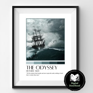 Die Odyssee Print | Homer | Griechische Mythologie | Buchzitat | Druckbare Wandkunst für Leser | Klassisches Literatur Poster | Digitaler Download