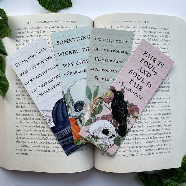 Macbeth Bookmarks | Single or Set | William Shakespeare | Sustainable Stationary | Witchy Book Aesthetic | Bookish Gift for Readers