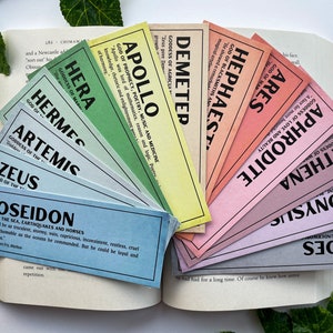 Greek Mythology Bookmark Set: Gods & Goddesses, Recycled Paper