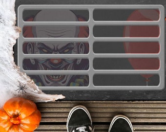 Creepy Clown Halloween Door Mat, Horror Halloween Porch Decor, Macabre Front Door Welcome Mat, Clown Core Aesthetic