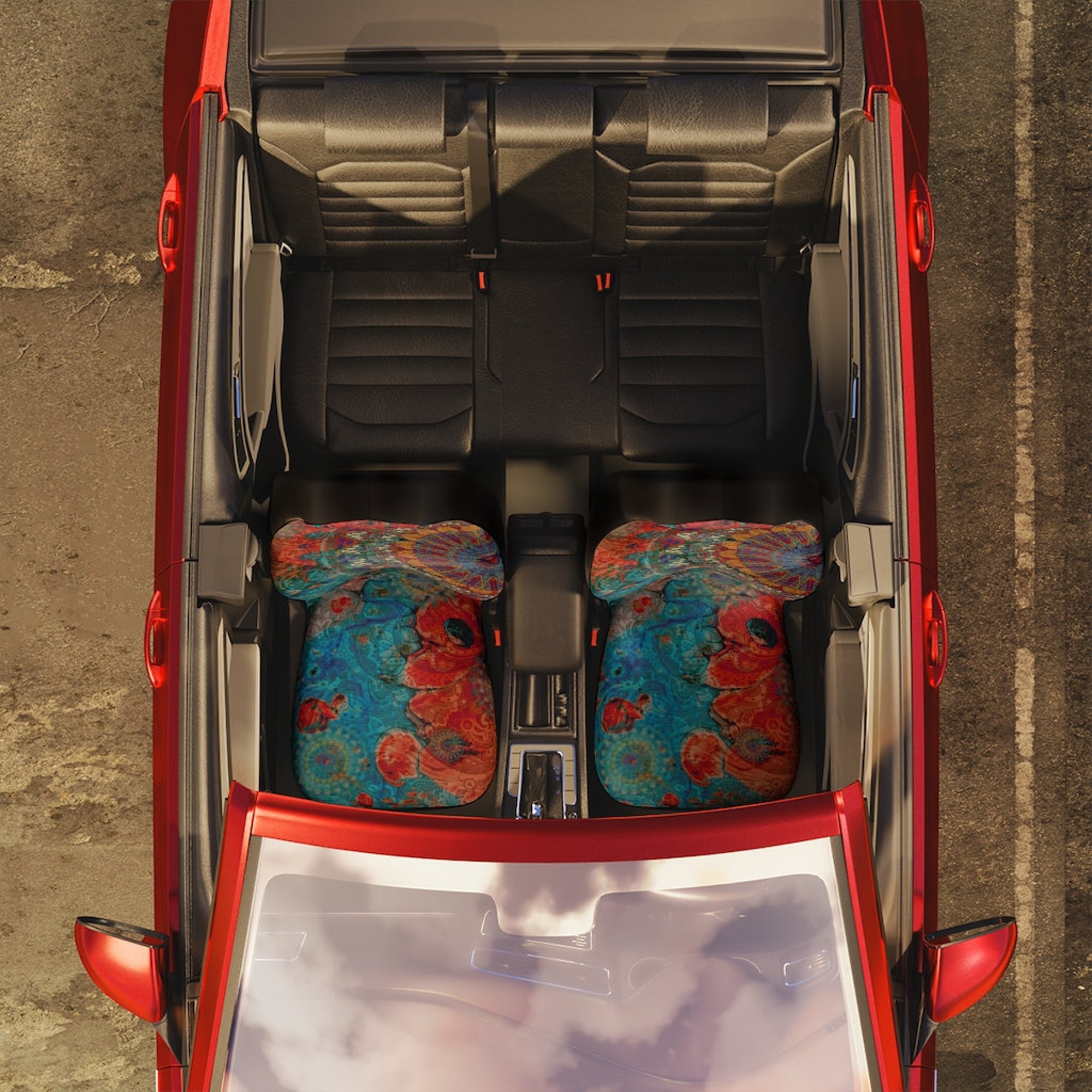 Discover Celestial Mandala Car Seat Covers Set of Two Rust Orange And Teal Boho Car