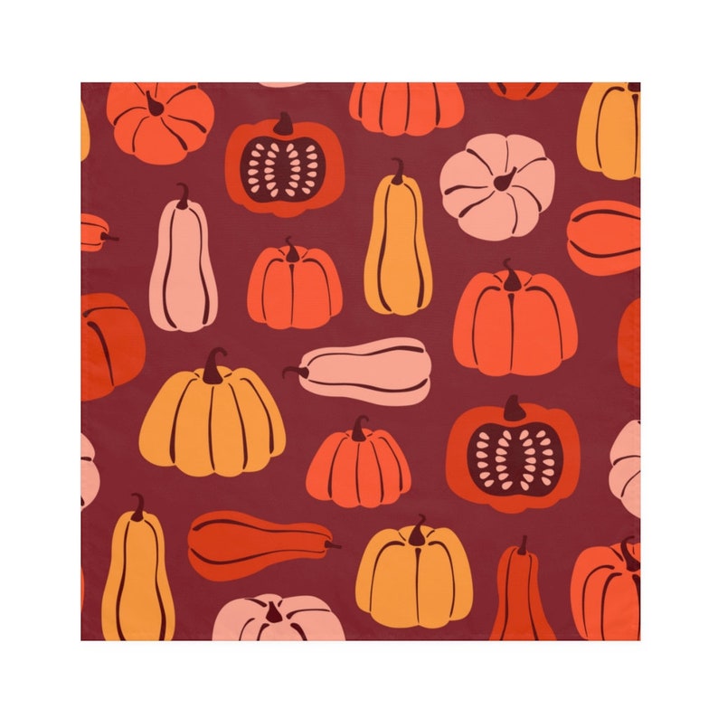 Thanksgiving Cloth Napkins, Set of Four, Burnt Orange and Pastel Pumpkins Fall Table Decor, Family Dinner Gift for Hostess image 3