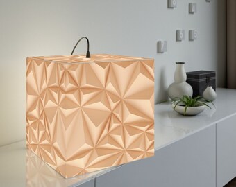 Modern Geometric Cube Lamp, Cream Accent Lamp, Modern Minimalist Bedside Light in Cream, Small Apartment Decor