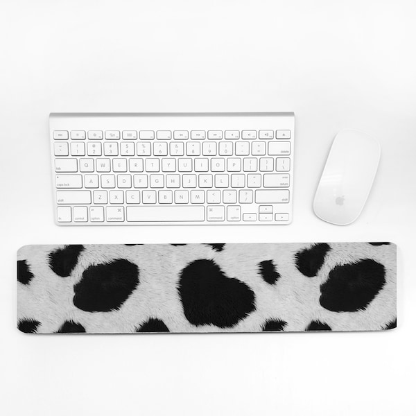 Cow Print Keyboard Wrist Pad, Black and White Wrist Rest, Modern Western Office Desk Accessories for Women