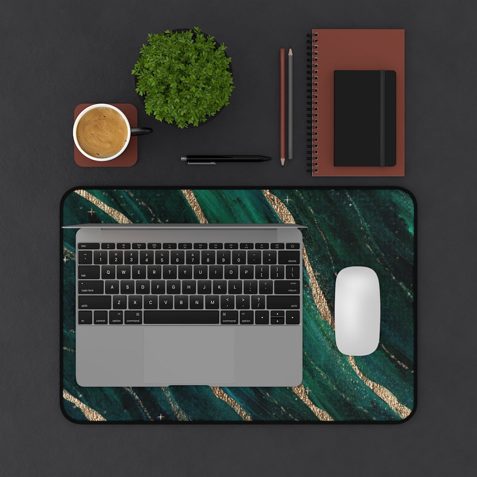 Marbled Emerald Green and Gold Desk Mat Luxury Office Etsy