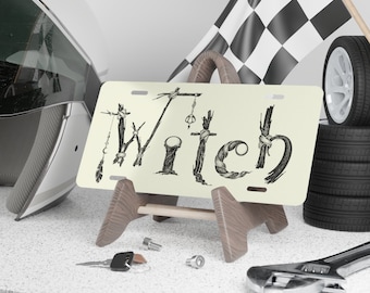 Witch Front License Plate for Women, Halloween Car Decor, Primitive Samhain License Sign, Pagan Car Accessories, Heathen Gift for Women