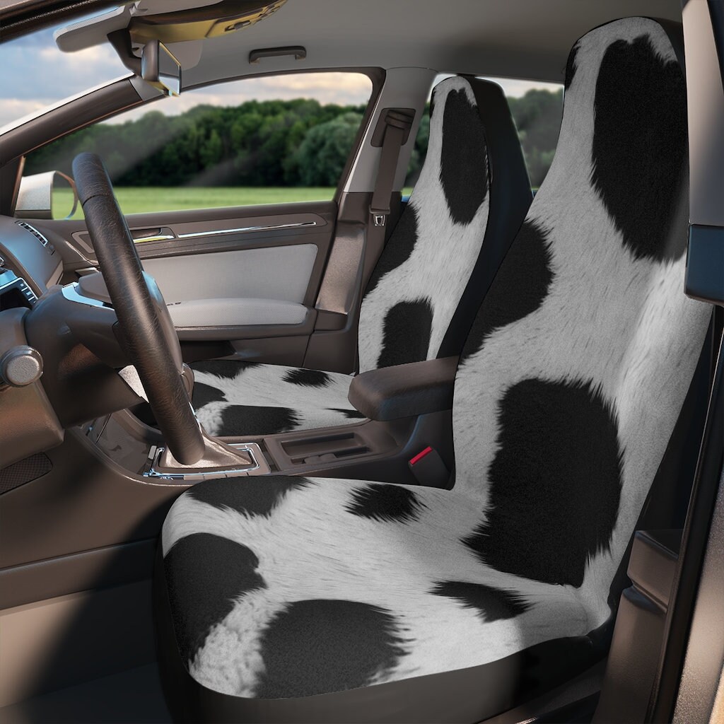 Fluffy cow print car seat covers discount