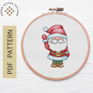 Santa Claus Cross Stitch Pattern, Funny Cross Stitch, Winter Embroidery, Modern Cross Stitch, Easy Counted Cross Stitch Design