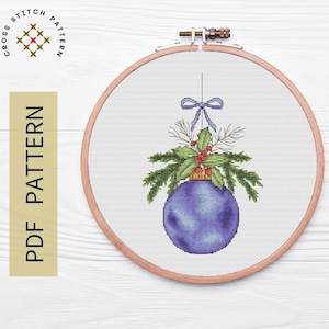 Christmas Ball Cross Stitch Pattern, Holiday Embroidery (PDF Download)