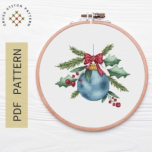 Christmas Ball Cross Stitch Pattern, Winter Embroidery (Digital Pattern)