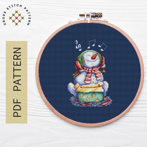 Snowman Cross Stitch Pattern PDF, Funny Christmas, Winter Cozy Counted Cross Stitch, Cute Funny Snowman Embroidery