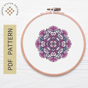 Mandala Cross Stitch Pattern PDF, Instant Download, Mandala Stitching, Cross Stitch Designs, Wall décor, Instant Download PDF