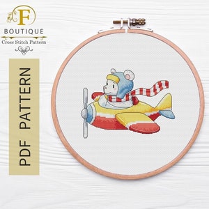 Padrão de ponto cruz de urso PDF para download instantâneo, ponto cruz de animais contados, ponto cruz de urso de pelúcia fofo, download instantâneo, decoração de berçário