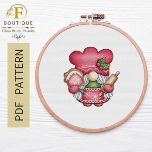 Gnome Cross Stitch Pattern, Counted Cross Stitch Pattern, Christmas Cross Stitch, PDF Instant Download, Christmas Gnome Cross Stitch