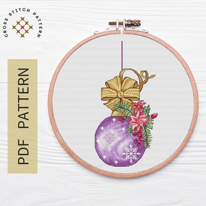 Christmas Ball Cross Stitch Pattern PDF, Christmas Pattern Embroidery, Holiday Cross Stitch DMC, Chart Printable PDF Instant Download image 1