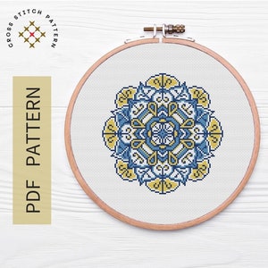 Mandala Cross Stitch Pattern PDF, Instant Download, Mandala Stitching, Cross Stitch Designs, Wall décor, Instant Download PDF
