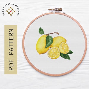 Lemons Cross Stitch Pattern PDF, Lemon Embroidery, Instant Download, Small Cross Stitch, Modern Cross Stitch, Easy Counted Cross Stitch