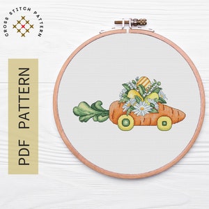 Easter Cross Stitch Pattern PDF, Easter Flowers Eggs Cross Stitch Pattern, Easter Eggs Cross Stitch Pattern, Spring Cross Stitch