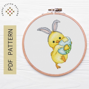 Easter Chicken Cross Stitch Pattern PDF, Easter Embroidery Pattern PDF, Modern cross stitch, DMC Cross Stitch Chart Needlepoint Pattern