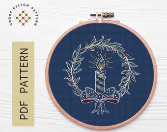 Christmas Cross Stitch Pattern PDF, Cross Stitch Pattern in Blackwork, Christmas Cross Stitch Chart PDF Instant Download