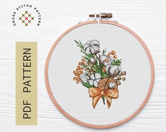 Christmas Bouquets Cross Stitch Pattern PDF, Winter Cross Stitch Chart Instant Download, New Year Hand Embroidery Pattern