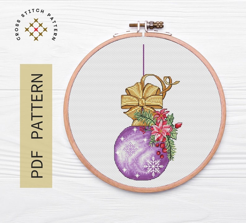 Christmas Ball Cross Stitch Pattern PDF, Christmas Pattern Embroidery, Holiday Cross Stitch DMC, Chart Printable PDF Instant Download image 1