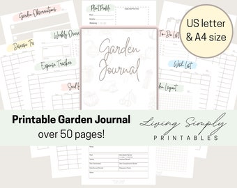 Diario de jardinería, planificador de jardinería imprimible, planificador de jardinería, planificador de diario de jardinería, organizador de jardín // Descarga instantánea
