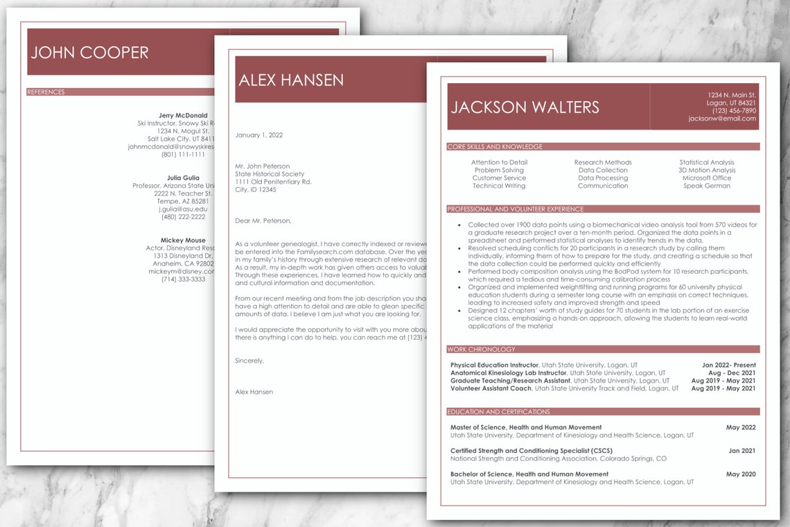 Modern Resume Template Professional Rose Resume Template for Etsy Modern Resume Template Professional Rose Resume Template for Etsy