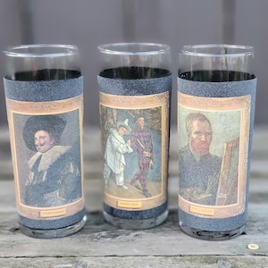 Vintage Jim Beam "Modern Masters Series" szklanki Libbey, mrożone czarne szklanki Hi Ball/Tom Collins, naczynia do picia, akcesoria barmańskie, wózek barowy, Mancave