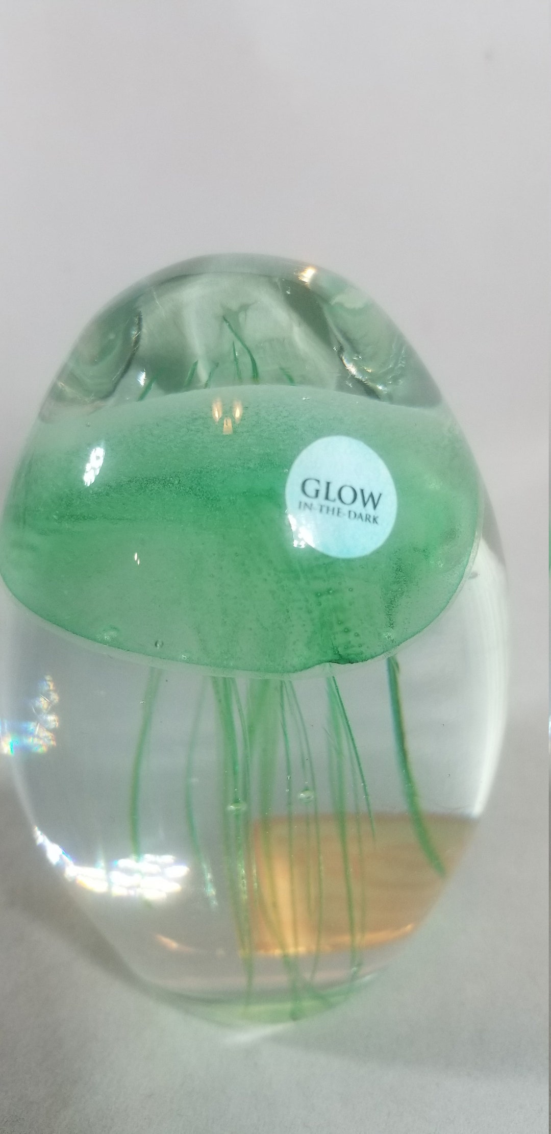 Handcrafted Blown Glass Jellyfish Paperweight: Glow in the Dark ...