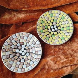 MCM Mosaikprydnadsskålar, Silvermetall, Set om 2